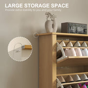 Slim Wooden Shoe Cabinet with 3 Drawers and Adjustable Shelves for 18 Pairs by HOMCOM