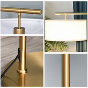 Modern Gold Floor Lamp With White Linen Shade For Living Room Bedroom Or Dining Room