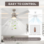 Ceiling Fan with LED Light and Reversible Blades Ideal for Low Ceilings Silver Natural AOSOM