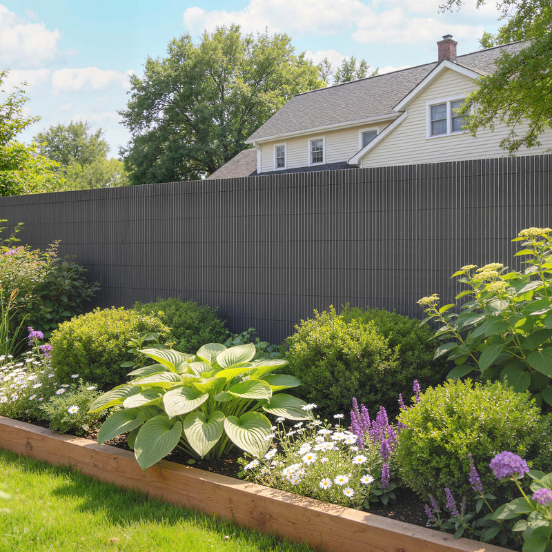 Garden Privacy Screen Fence for Sheltered Outdoor Spaces Easy Fit Weatherproof Dark Grey Outsunny