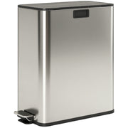 56L Dual Kitchen Recycling Pedal Bin with Soft Close Lid and Removable Buckets Silver
