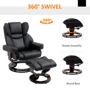 Recliner Armchair and Footstool Set with Swivel Base and Adjustable Backrest Black
