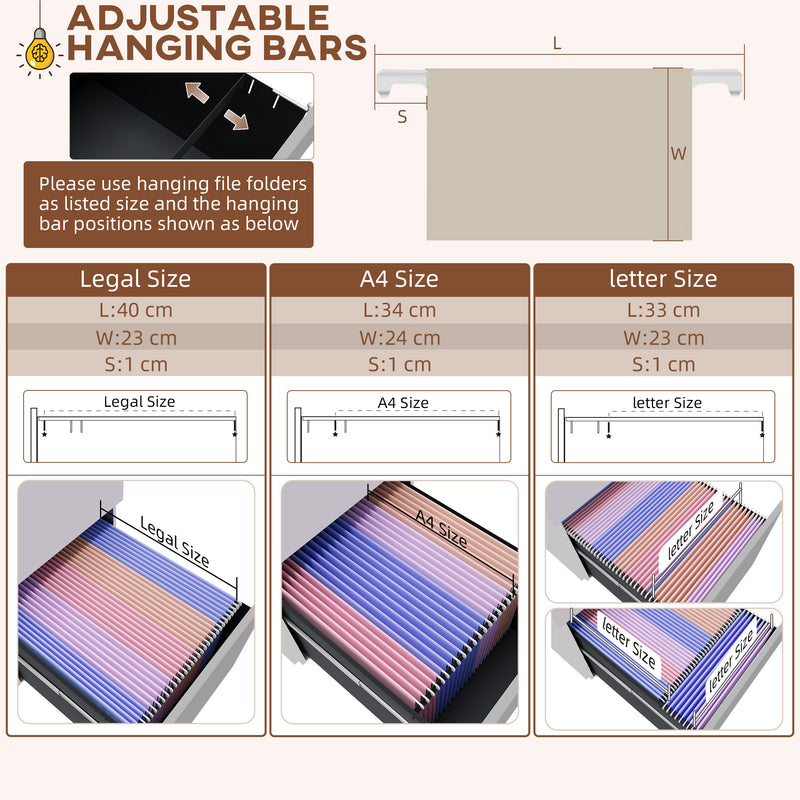 3 Drawer Steel Filing Cabinet with Lock Pencil Tray and Wheels for Home Office Use White