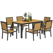 6 Seater Garden Dining Set with Stackable Chairs and Aluminium Frame by Outsunny