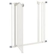 Adjustable Dog Safety Gate with Foldable Metal Frame for Doorways and Stairs White