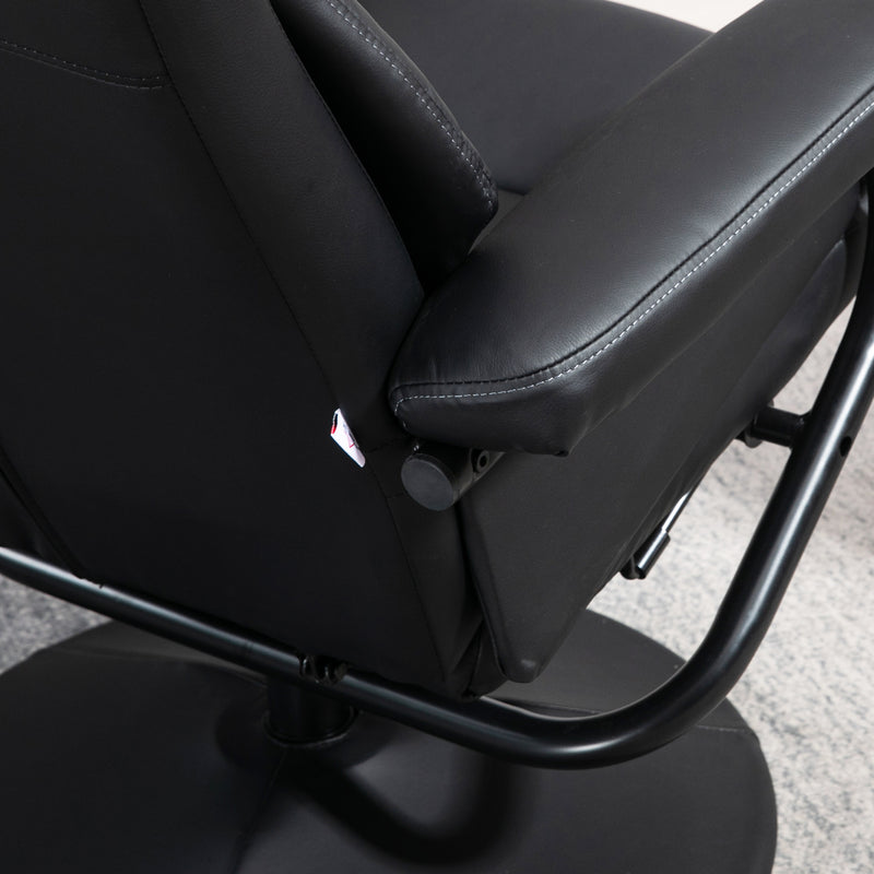 Swivel Recliner Chair with Footstool for Living Room or Office Comfort Steel Base Black