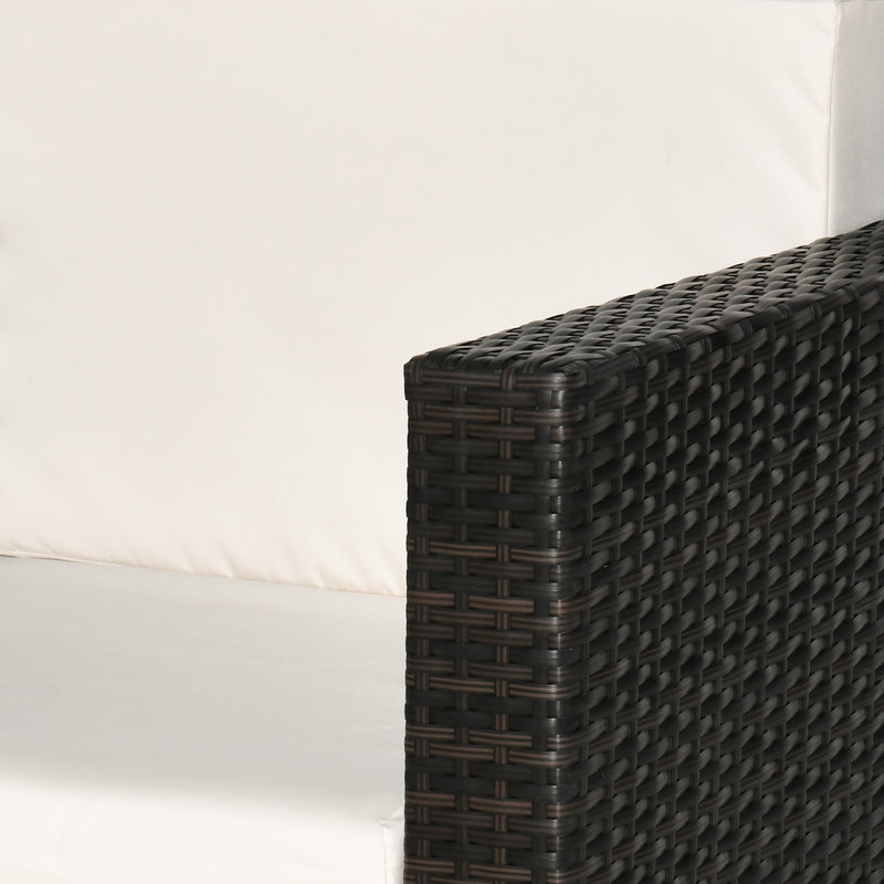 Brown Rattan Garden Armchair with Thick Cushion Single Seater for Outdoor Comfort