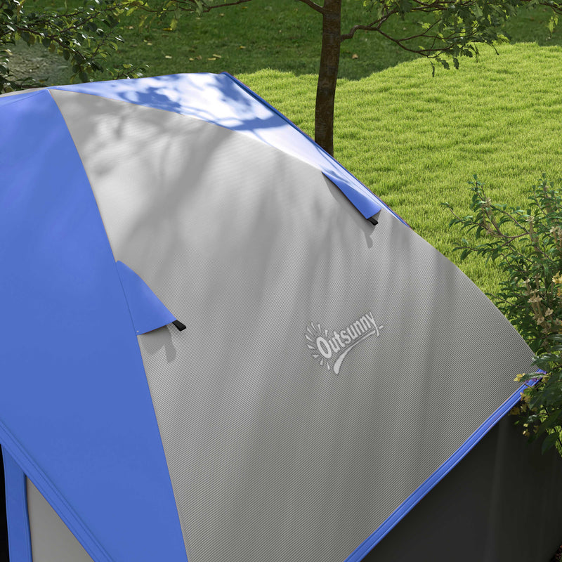 2 Person Waterproof Camping Tent with Muddy Shoe Panel and Mesh Window Grey and Dark Blue