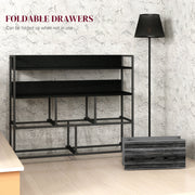 Rustic Chest of 5 Fabric Drawers with Metal Frame Black by HOMCOM