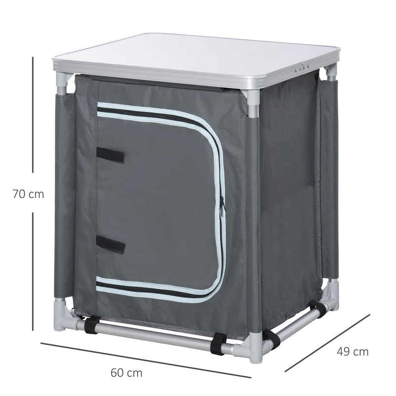 Camping Kitchen Unit with Shelves and Carry Bag for Organised Outdoor Cooking Grey