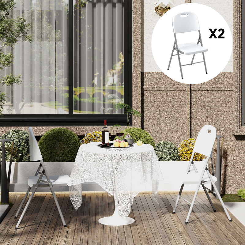 Set of Two Foldable Outdoor Chairs in White for Garden or Camping by Outsunny