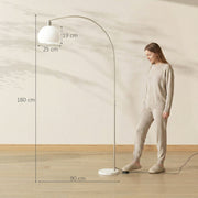 Floor Lamp with Curved Head and Foot Switch for Reading Nooks or Living Rooms White Homcom