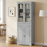 Slim Kitchen Storage Cupboard with Adjustable Shelves for Small Spaces Grey AOSOM