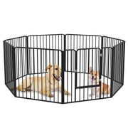 Heavy Duty 8 Panel Dog Playpen for Indoor and Outdoor Use Suitable for Medium Dogs Black