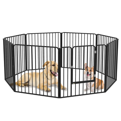 Heavy Duty 8 Panel Dog Playpen for Indoor and Outdoor Use Suitable for Medium Dogs Black
