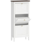 Slim Shoe Storage Cabinet for Narrow Hallways with 3 Flip Drawers and Adjustable Shelves White 60 x 26 x 134 cm Homcom