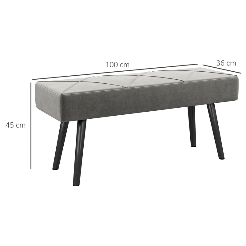 Upholstered End of Bed Bench with Steel Frame Ideal for Bedroom or Hallway, Grey