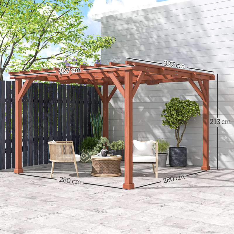 Wooden Garden Pergola Kit Trellis for Climbing Plants and Vines 3.3 x 3.3m by Outsunny
