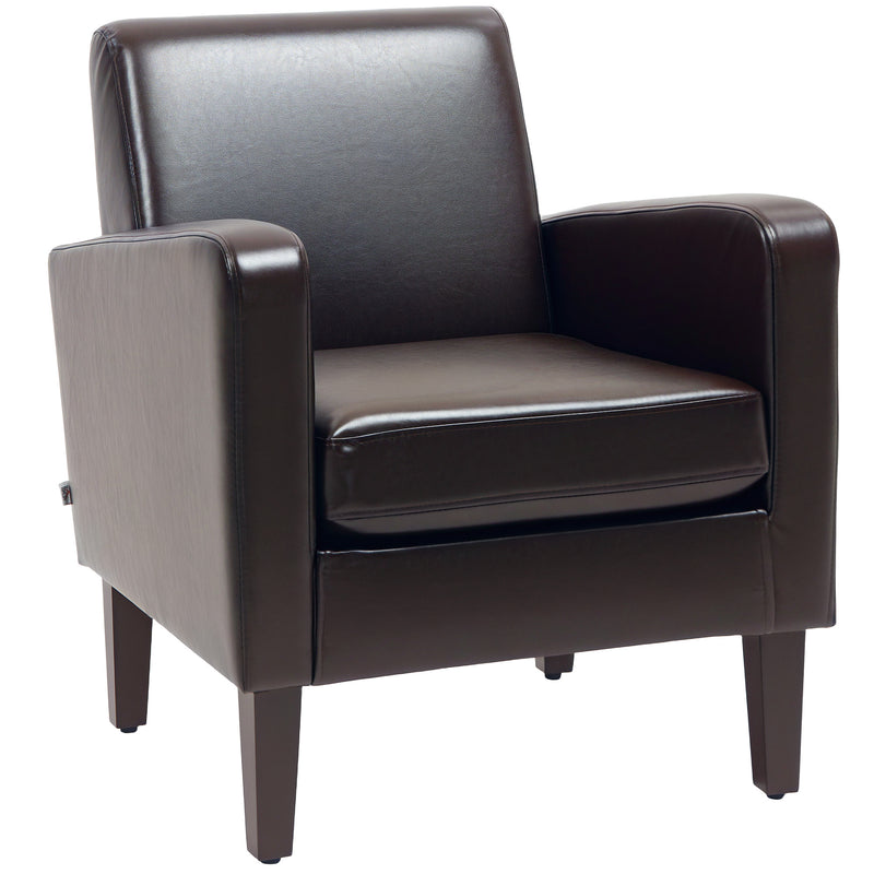 Brown Faux Leather Armchair with Simple Modern Design by HOMCOM