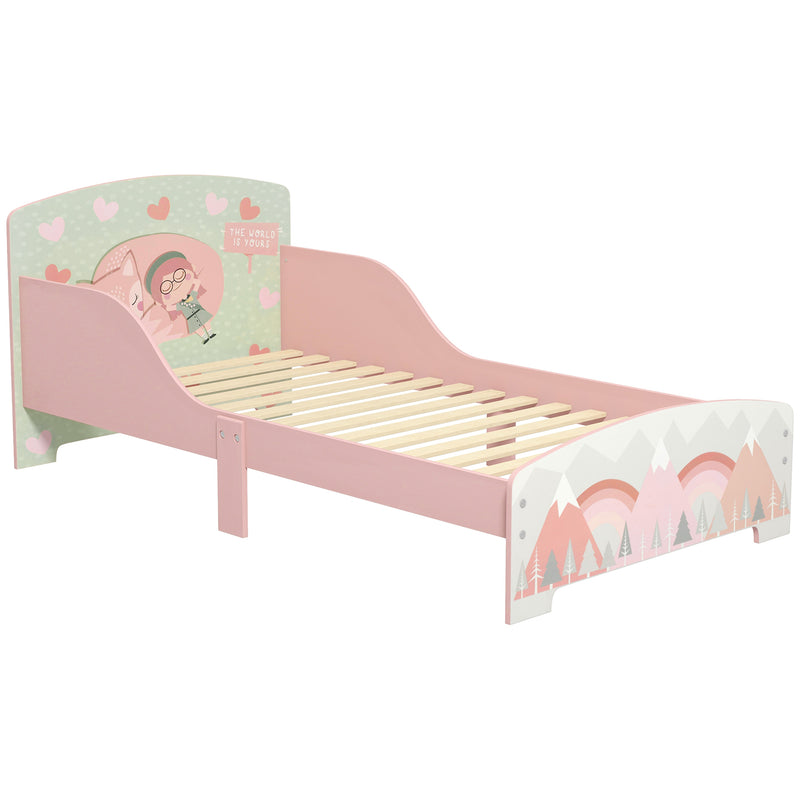 Toddler Bed Frame for Kids Aged 3 to 6 with Safety Rails Ideal for Bedrooms Pink