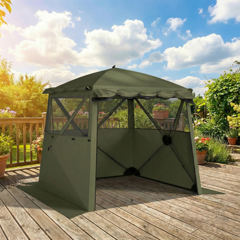 Pop Up Gazebo with Mesh Windows for Sun and Rain Shelter Easy Setup Outsunny