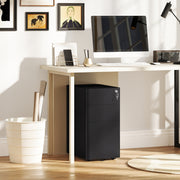 Black Mobile 3 Drawer Steel Filing Cabinet with Lock for Office and Home by Vinsetto