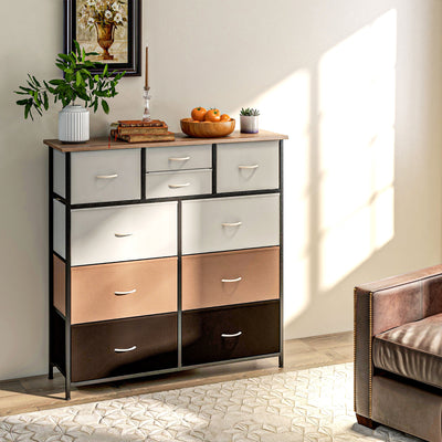 10 Drawer Fabric Chest of Drawers with Steel Frame for Bedroom Storage Multicolour