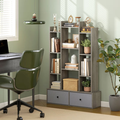 12 Shelf Storage Unit With Drawers For Home Office Or Bedroom Organisation Graphite AOSOM