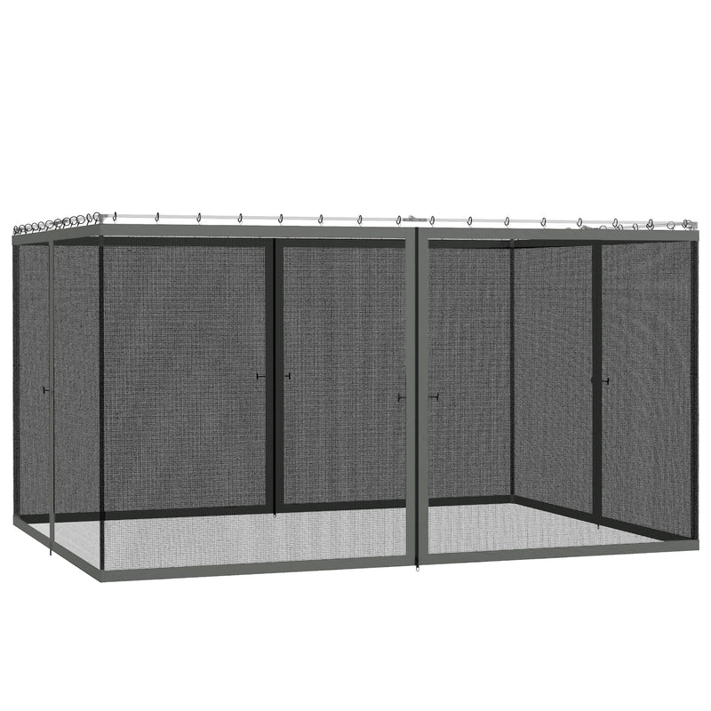 Outsunny 352 x 207cm Universal Replacement Mesh Sidewall Netting for Patio Gazebos and Canopy Tents, (Sidewall Only) Dark Grey AOSOM