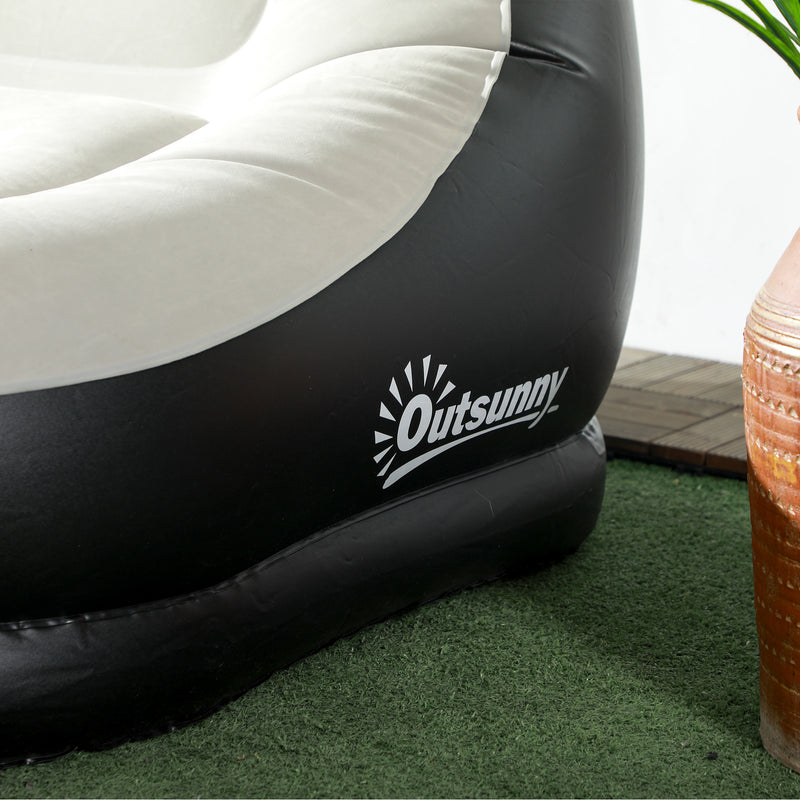 Inflatable Chair and Footstool Set for Easy Extra Seating Indoors or Outdoors Grey and Black