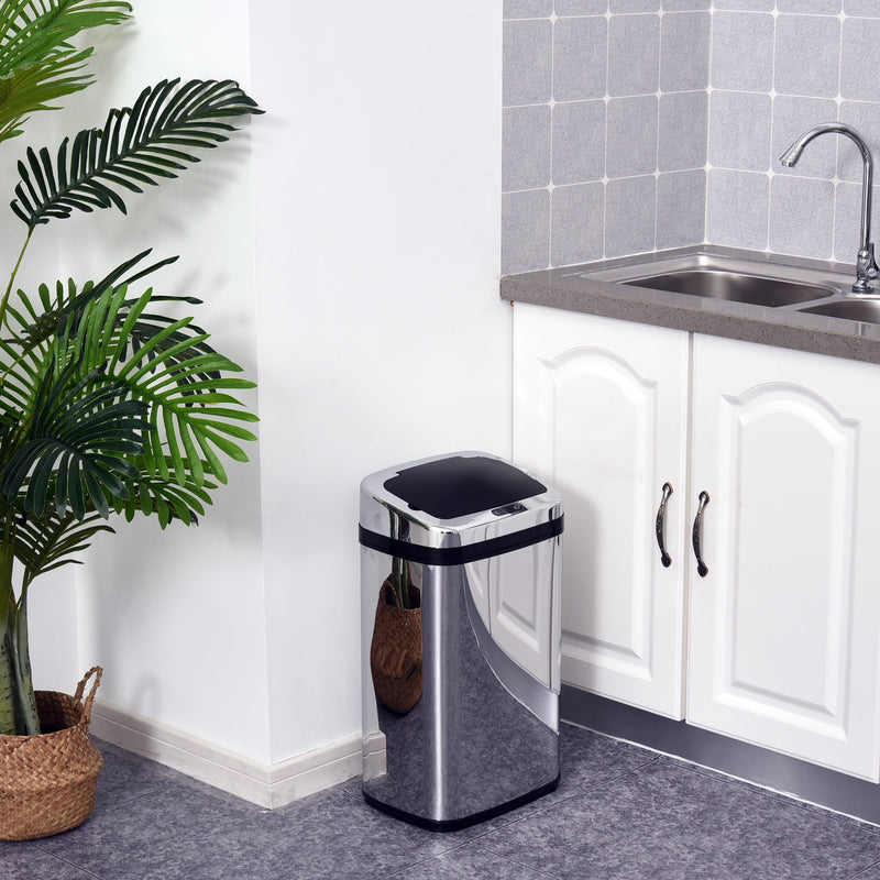 30L Motion Sensor Rubbish Bin With Soft Close Lid Ideal For Kitchen Use Silver