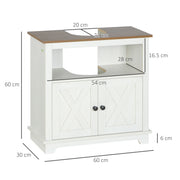 Under Sink Bathroom Cabinet with Double Doors and Open Shelf for Extra Storage White Brown AOSOM