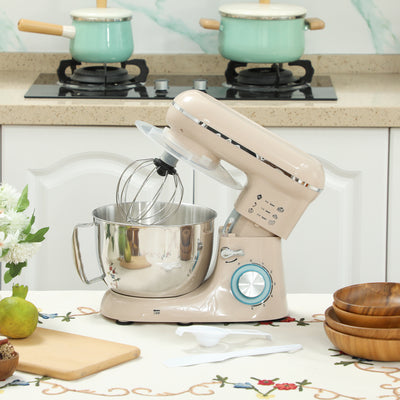 1300W Kitchen Stand Mixer With Dough Hook Whisk and Beater Attachments, Beige