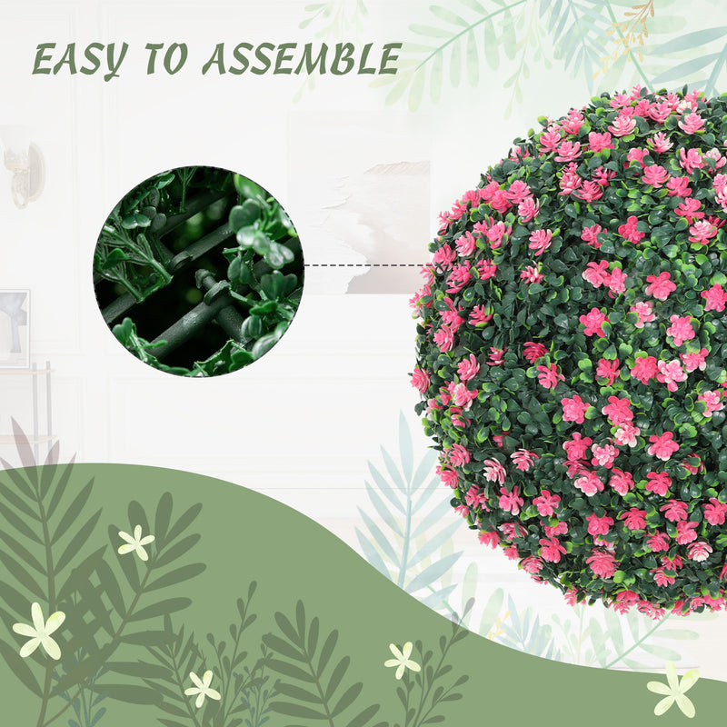 Set of Two Artificial Boxwood Topiary Ball Plants Ideal for Indoor or Outdoor Use Pink