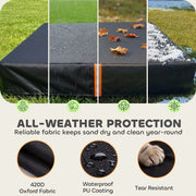 Sandpit Cover Waterproof Outdoor Protector Keeps Sand Clean and Dry Black AOSOM