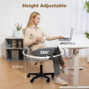 Compact Mesh Office Chair for Small Home Offices with Adjustable Height Beige AOSOM