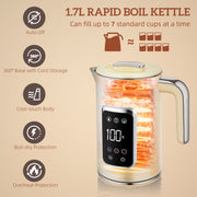 Touch Screen Kettle and Toaster Set for Modern Kitchen Style and Functionality Cream