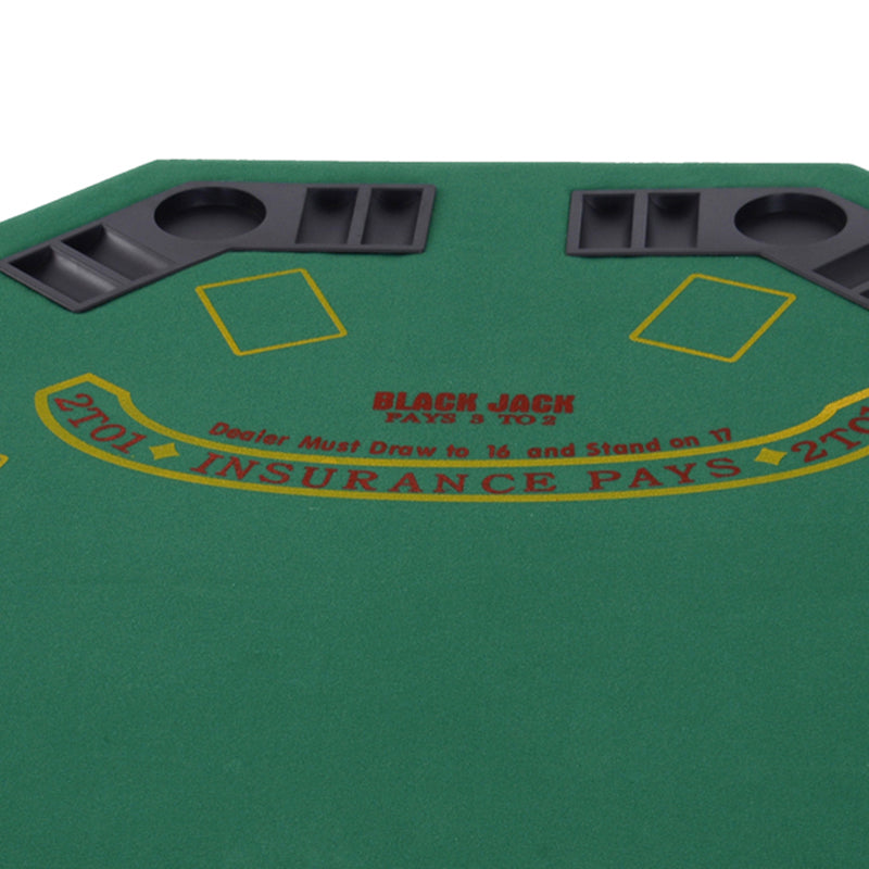 Folding Poker Table for 8 Players with Chip Trays and Cup Holders Green and Black