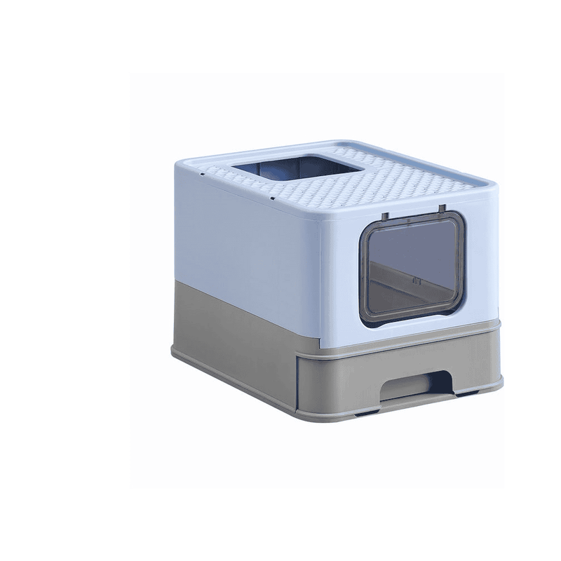 Feandrea Enclosed Cat Litter Box Blue Grey