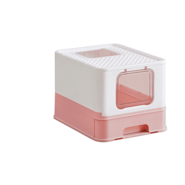 Feandrea Enclosed Cat Litter Box Pink White