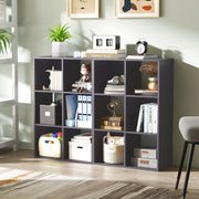 6 Cube Storage Bookshelf With Open Shelves Ideal For Home Or Office Use Grey