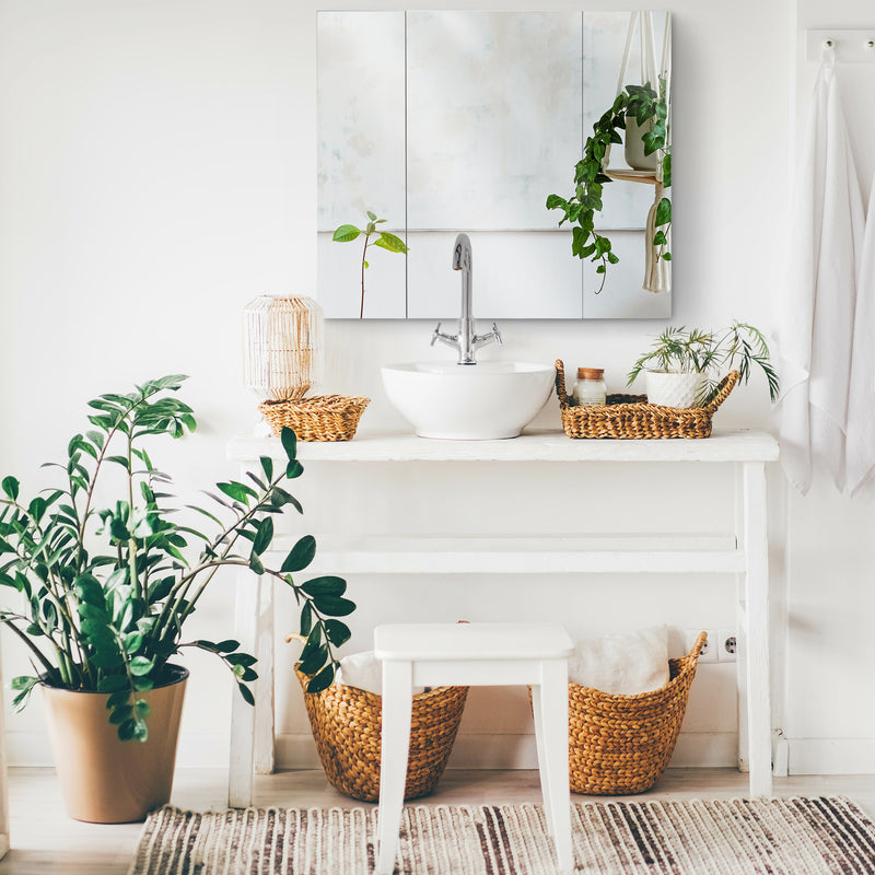 White Wall Mounted Bathroom Mirror Cabinet With Shelves For Toiletries Storage