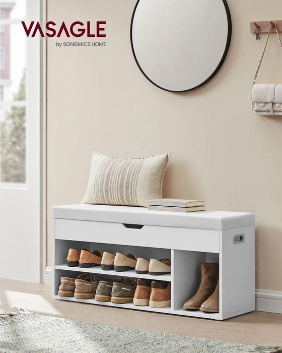 Vasagle Entryway Shoe Bench With Cushion White