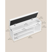 Vasagle White Entryway Shoe Bench With White PU Leather Cushion Concealed Storage For Organised Hallways