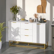 Modern Sideboard with 3 Drawers and Adjustable Shelves for Living Room Storage White