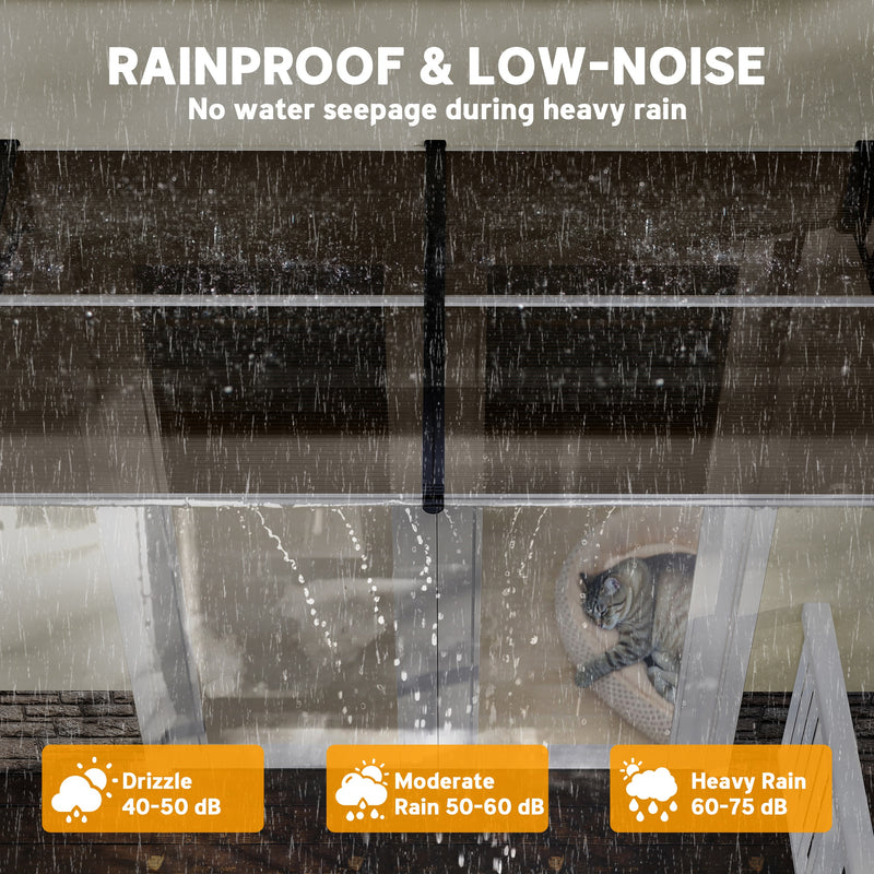 2m Curved Outdoor Front Door Canopy Awning With UV Protection for Porch and Entryway Shelter, Brown