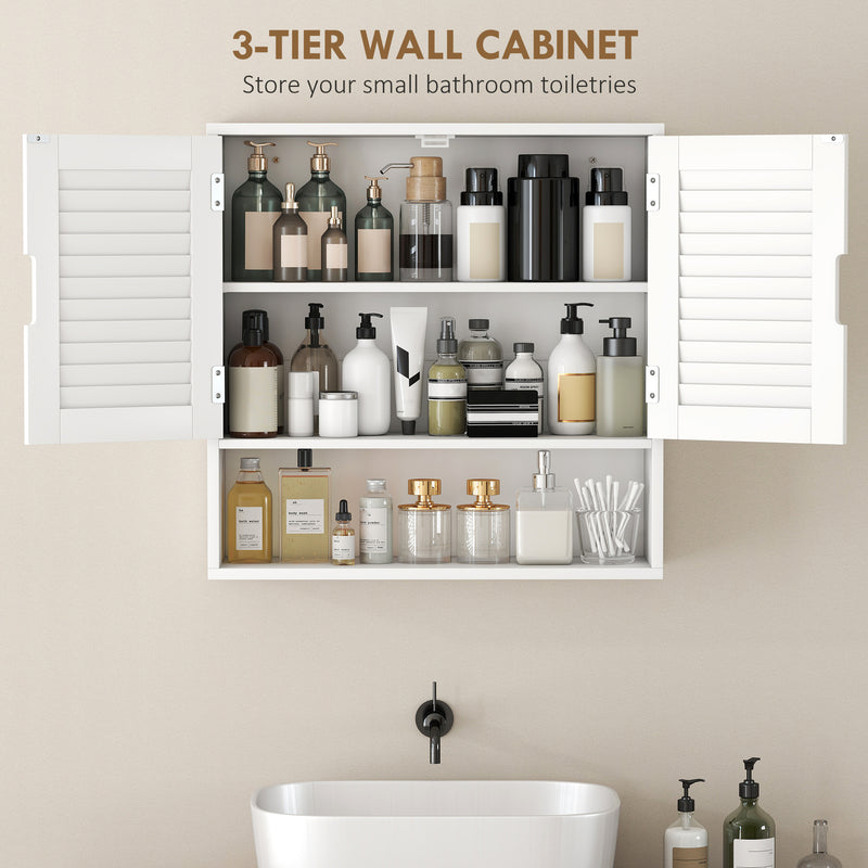 Wall Mounted Bathroom Storage Cabinet With Adjustable Shelves For Small Spaces White