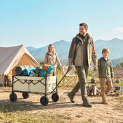 Folding Festival Trolley for Easy Transport of Camping Gear and Garden Tools Khaki Outsunny
