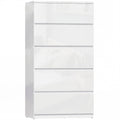 Chest of Drawers with 5 Spacious Handleless Storage Drawers for Bedroom Organisation High Gloss White Homcom