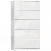 Chest of Drawers with 5 Spacious Handleless Storage Drawers for Bedroom Organisation High Gloss White Homcom